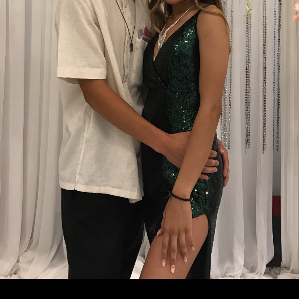 Sparkly high slit formal dress